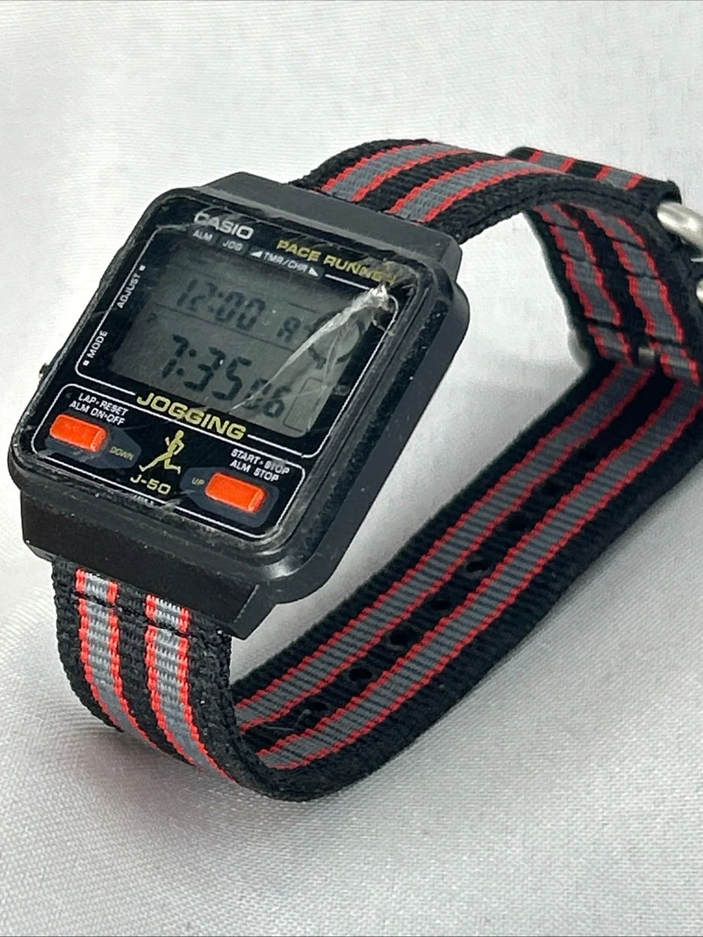 Casio J-50 Jogging Digital Watch - Black with Red Accents